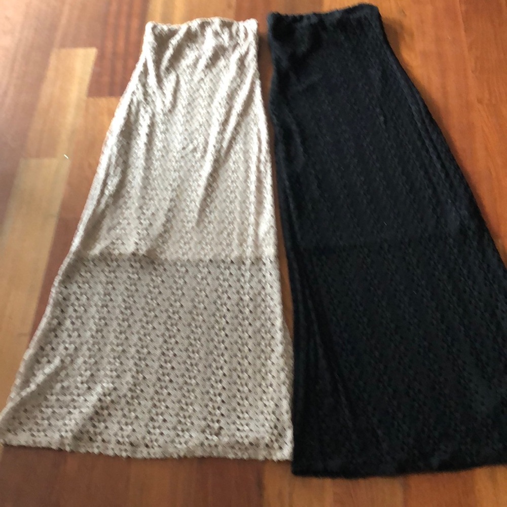 Strapless crocheted maxi dresses